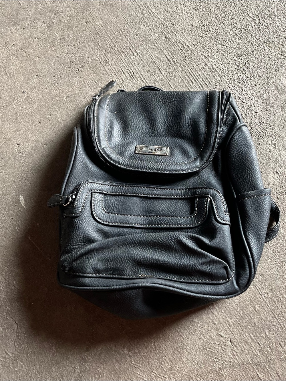 St. John's Bay Black Faux Leather Backpack Purse